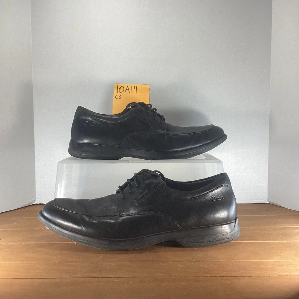 Clarks Mens Black‎ Leather Dress Shoes Lace Up Oxford Business Casual Size 9.5M